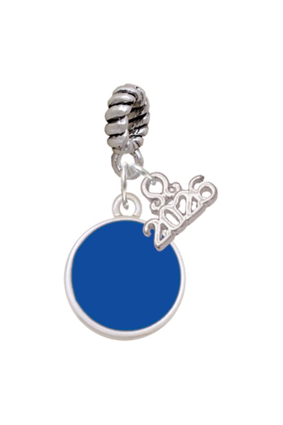 Silver Plated Small Navy Blue Enamel Disc - Rope Charm Bead Dangle with Mini 2026