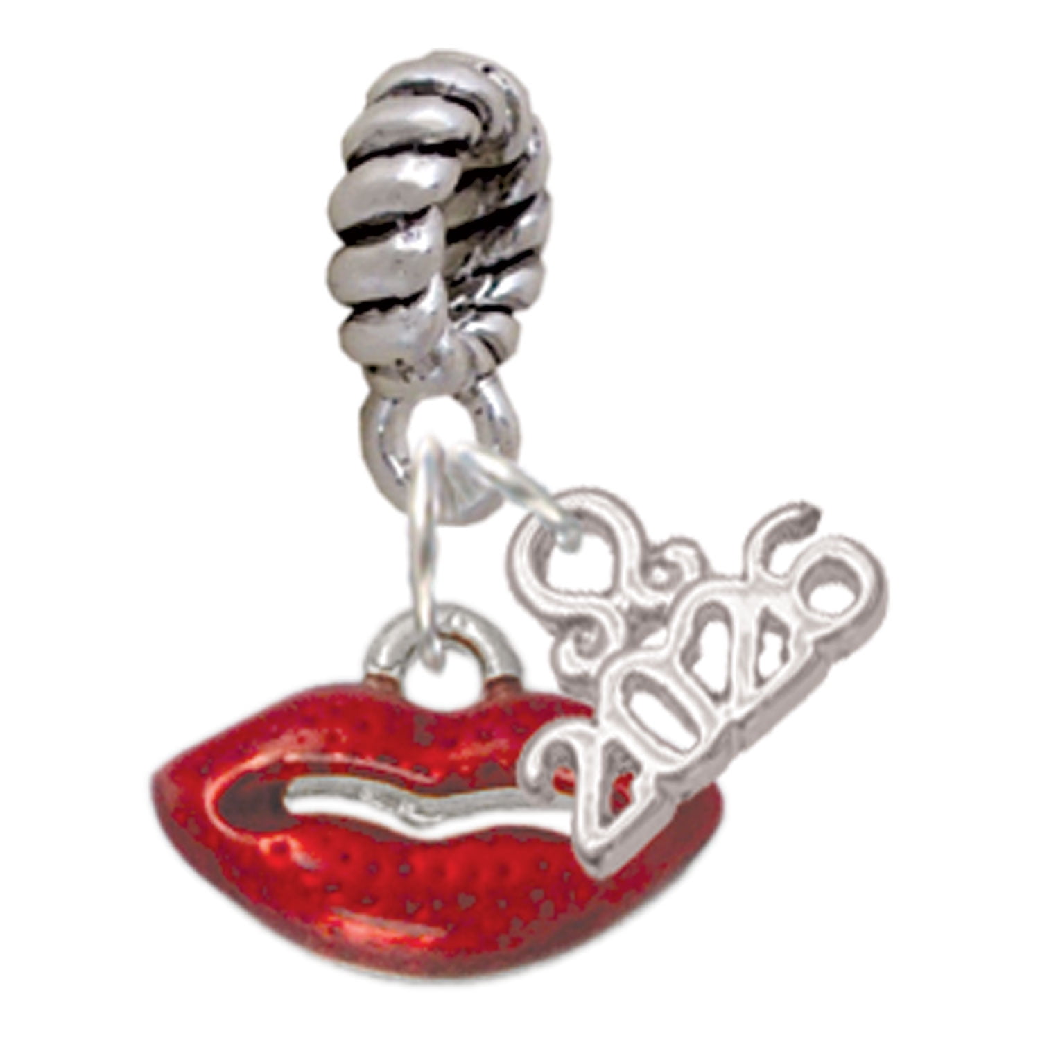 Dangling Red Rope Delight Jewelry Silver Plated Small Translucent Red Lips - Rope Charm ...