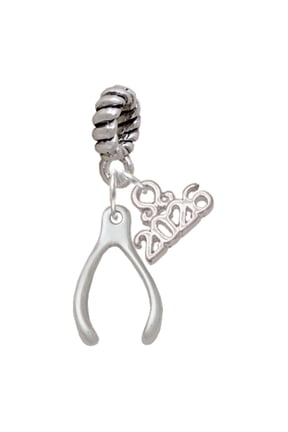 Silver Plated Wishbone - Rope Charm Bead Dangle with Mini 2026