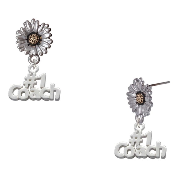 Delight Jewelry Silver-tone #1 Coach - Two-tone Daisy Flower Post Earrings