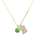 thumbnail image 1 of Delight Jewelry Silver-tone 10mm Lime Green Crystal Drop - Large Goldtone Crystal Initial - B - Charm Necklace, 17.5"+2", 1 of 4