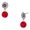 thumbnail image 1 of Delight Jewelry Silver-tone 12mm Crystal Rivoli - Red - Two-tone Daisy Flower Post Earrings, 1 of 4