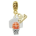 thumbnail image 1 of Delight Jewelry Silver-tone 3-D Enamel Basketball in Hoop - Gold-tone Rope Charm Bead Dangle with Mini 2025, 1 of 4