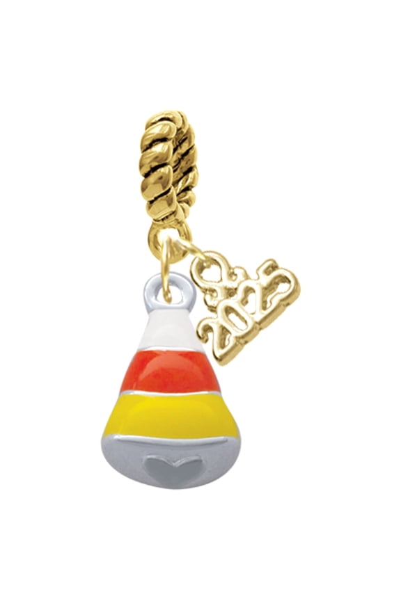 Silver-tone 3-D Enamel Candy Corn - Gold-tone Rope Charm Bead Dangle with Mini 2025