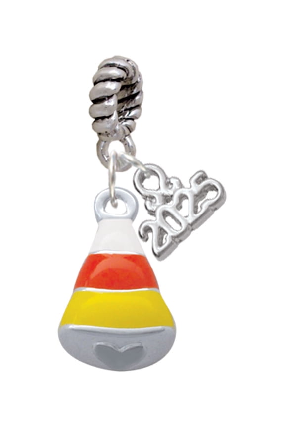 Silver-tone 3-D Enamel Candy Corn - Silver-tone Rope Charm Bead Dangle with Mini 2025