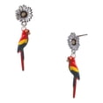 thumbnail image 1 of Delight Jewelry Silver-tone 3-D Enamel Parrot - Two-tone Daisy Flower Post Earrings, 1 of 4