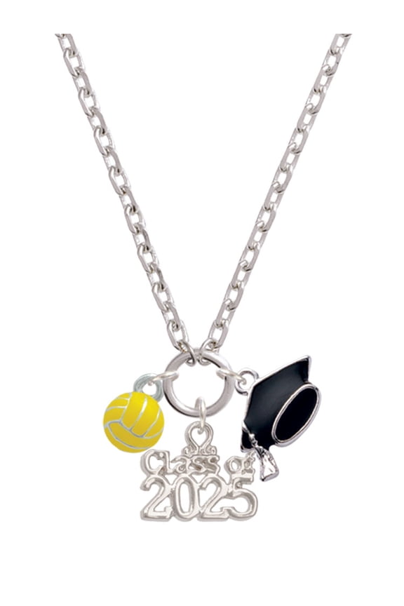 Silver-tone 3-D Enamel Water Polo - Silver-tone Class of 2025 Graduation Zoey Necklace, 28"