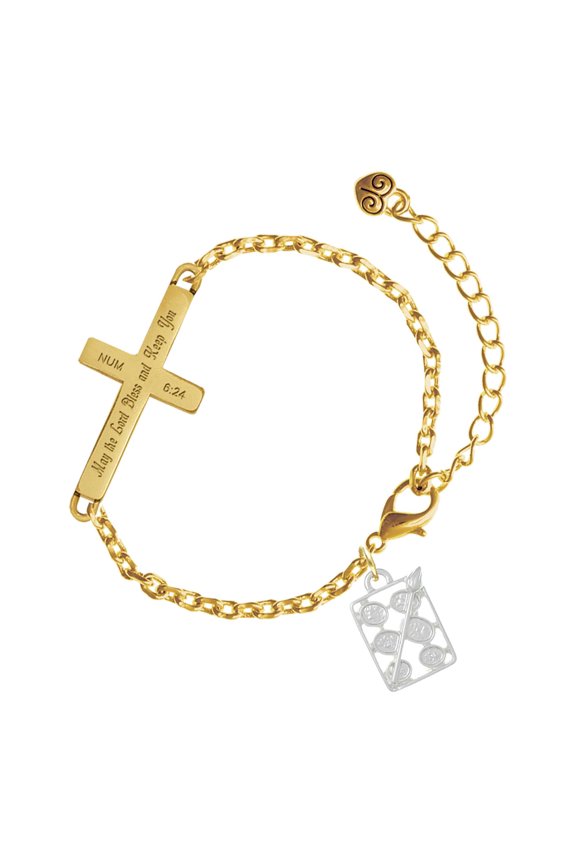 Silver-tone 3-D Eye shadow Makeup Palette - Gold Tone Numbers 6:24 May the Lord Bless You Engraved Cross Charm Bracelet, 6.5+1.5" Extender