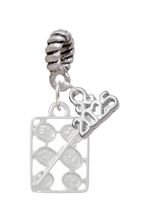 Silver-tone 3-D Eye shadow Makeup Palette - Silver-tone Rope Charm Bead Dangle with Mini 2025