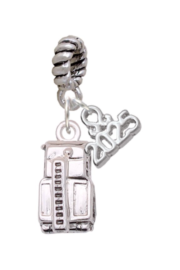 Silver-tone 3-D Fire Engine - Silver-tone Rope Charm Bead Dangle with Mini 2025