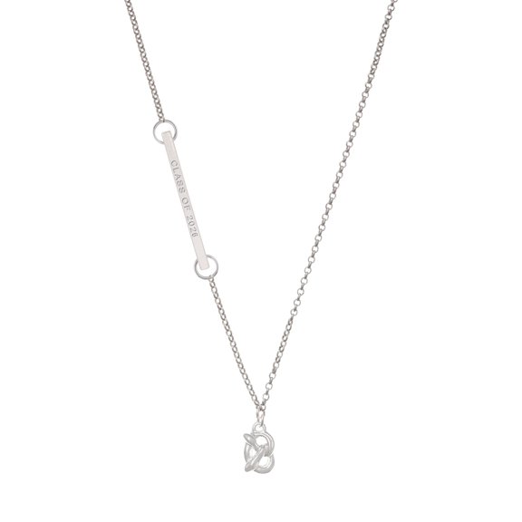 Delight Jewelry Silver-tone 3-D Pretzel - Silvertone Class of 2026 Delicate Bar Necklace, 18.75"