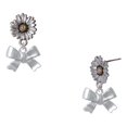 thumbnail image 1 of Delight Jewelry Silver-tone 3-D Textured Bow - Two-tone Daisy Flower Post Earrings, 1 of 4