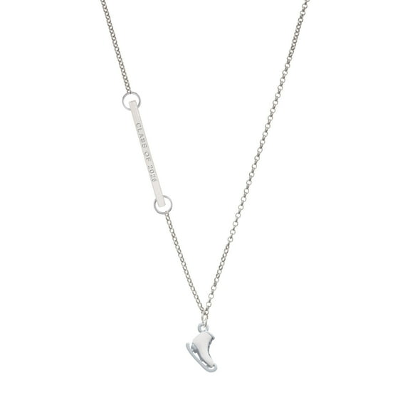 Delight Jewelry Silver-tone 3-D White Ice Skate - Silvertone Class of 2026 Delicate Bar Necklace, 18.75"