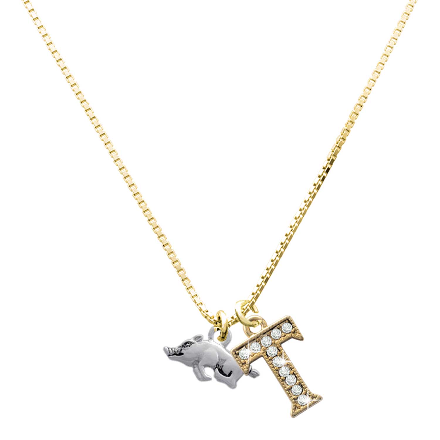 Silver Razorback Delight Jewelry Silver-tone Antiqued Razorback - Large Goldtone Crystal ...