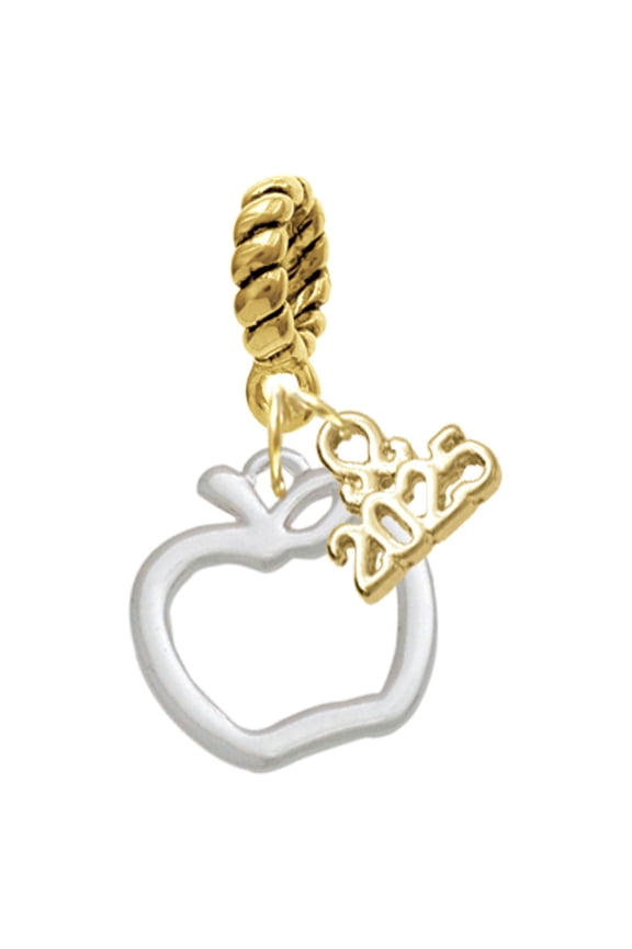 Silver-tone Apple Outline - Gold-tone Rope Charm Bead Dangle with Mini 2025