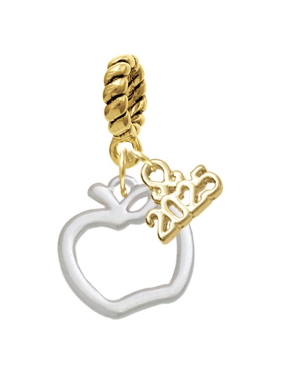 Silver-tone Apple Outline - Gold-tone Rope Charm Bead Dangle with Mini 2025