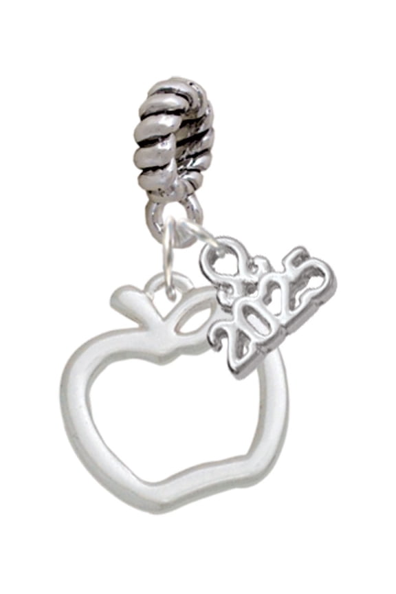 Silver-tone Apple Outline - Silver-tone Rope Charm Bead Dangle with Mini 2025