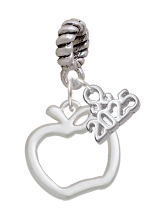 Silver-tone Apple Outline - Silver-tone Rope Charm Bead Dangle with Mini 2025
