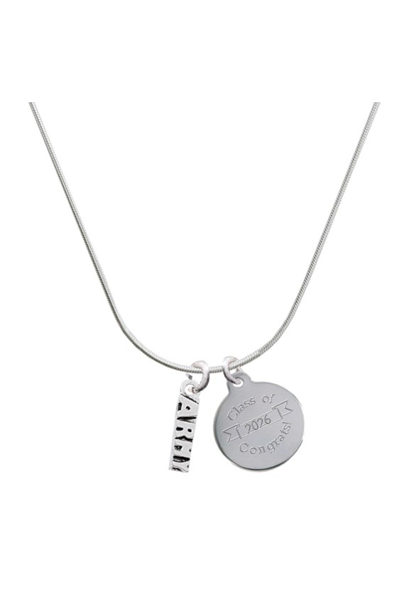 Silver-tone Army - Engraved Congrats Class of 2026 Charm Necklace, 18"