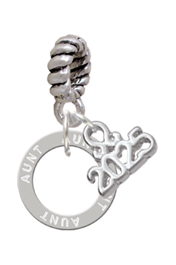 Silver-tone Aunt Eternity Ring - Silver-tone Rope Charm Bead Dangle with Mini 2025