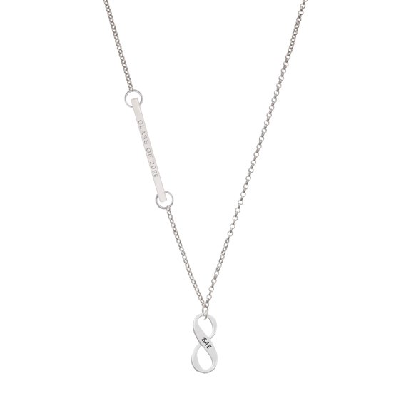 Delight Jewelry Silver-tone BAE Infinity Sign - Silvertone Class of 2026 Delicate Bar Necklace, 18.75"