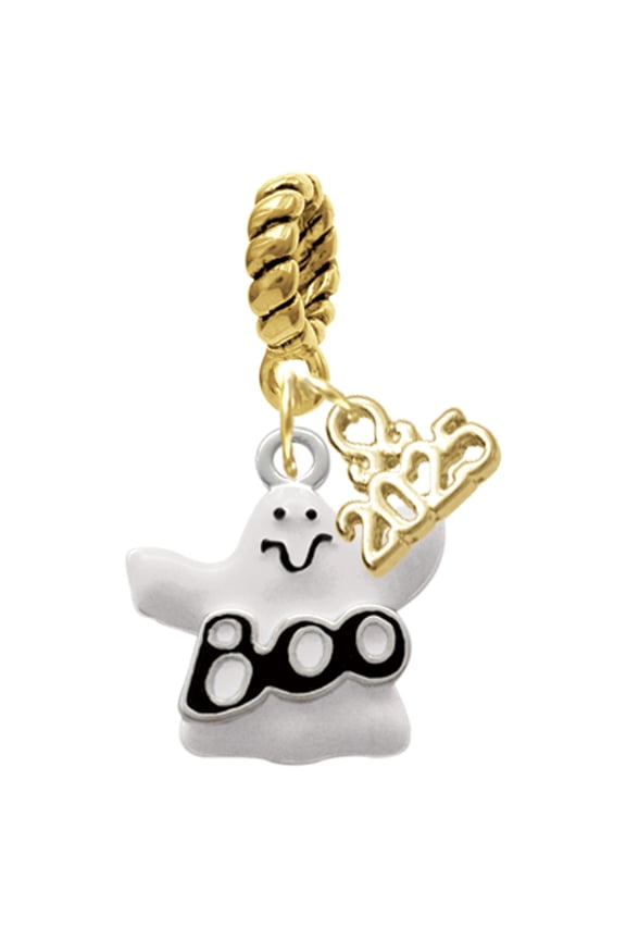 Silver-tone BOO Ghost - Gold-tone Rope Charm Bead Dangle with Mini 2025