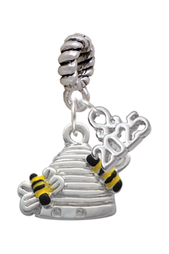 Silver-tone Beehive with 2 Bumble Bees - Silver-tone Rope Charm Bead Dangle with Mini 2025