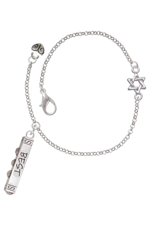 Silver-tone Best Friends Forever Bar - Silvertone Star of David Delicate Bracelet, 6.25+1.75" Extender