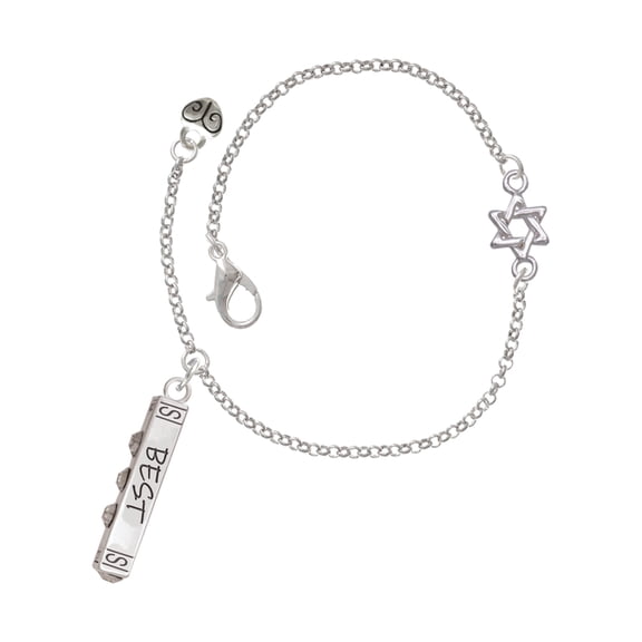 Delight Jewelry Silver-tone Best Friends Forever Bar - Silvertone Star of David Delicate Bracelet, 6.25+1.75" Extender
