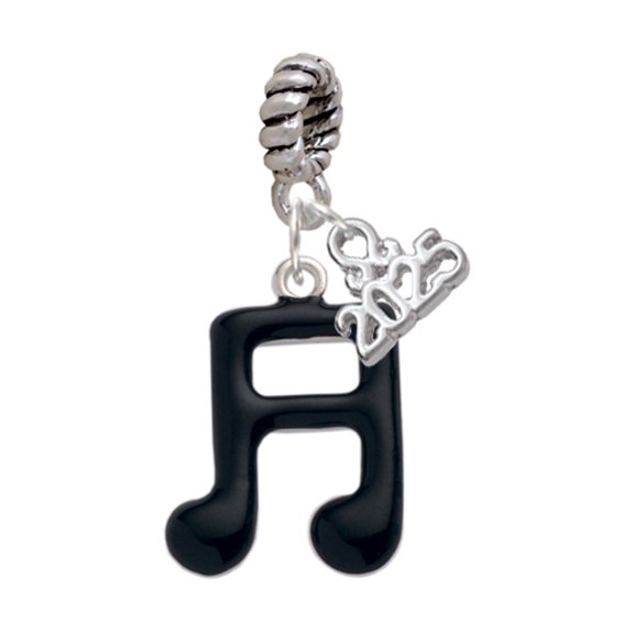 Delight Jewelry Silver-tone Black Beamed Eighth Notes Note - Silver-tone Rope Charm Bead Dangle with Mini 2025