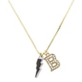 thumbnail image 1 of Delight Jewelry Silver-tone Black Lightning Bolt - Large Goldtone Crystal Initial - B - Charm Necklace, 17.5"+2", 1 of 4