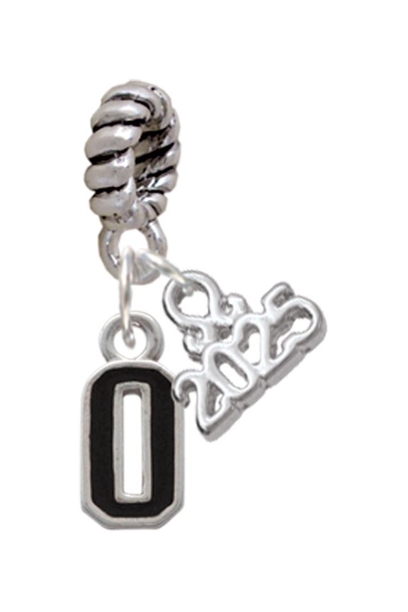 Silver-tone Black Number - 0 - Silver-tone Rope Charm Bead Dangle with Mini 2025