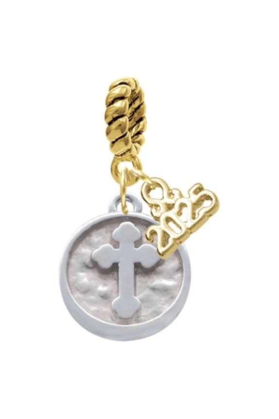Silver-tone Botonee Cross - Round Seal - Gold-tone Rope Charm Bead Dangle with Mini 2025