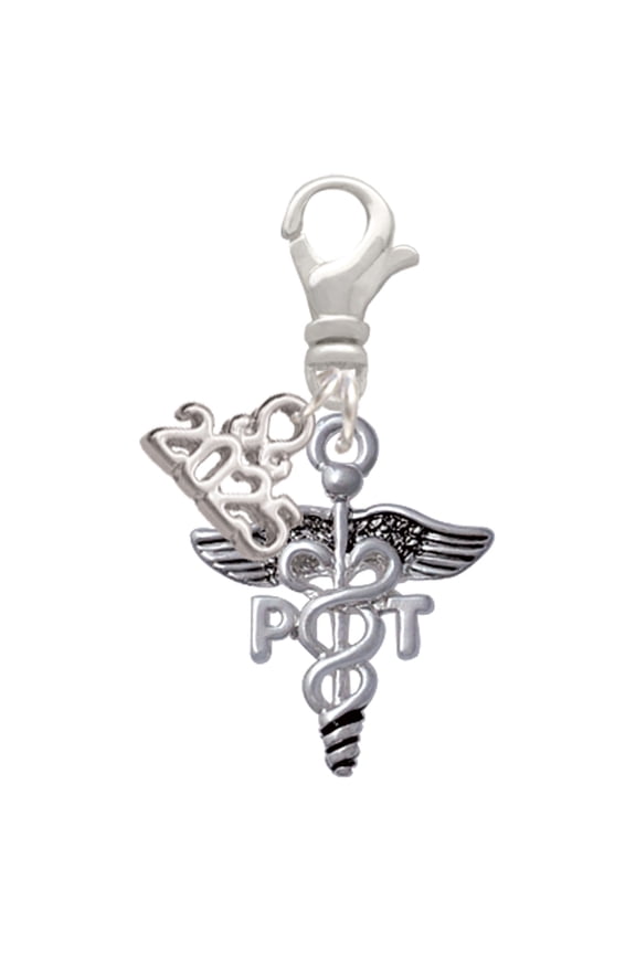 Silver-tone Caduceus - PT - Silver-tone Clip on Charm with Mini Year 2025