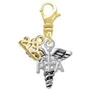 Delight Jewelry Silver-tone Caduceus - PTA - Gold-tone Clip on Charm with Mini Year 2025