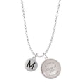 thumbnail image 1 of Delight Jewelry Silver-tone Capital Letter - M - Pebble Disc - Class of 2025 Year to Remember Locket Charm Necklace, 19+2" Extender, 1 of 5