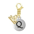 Delight Jewelry Silvertone Capital Letter Q Pebble Disc Gold