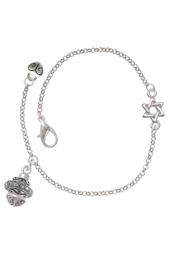 Silver-tone Center Spacer Spinner - Silvertone Star of David Delicate Bracelet, 6.25+1.75" Extender
