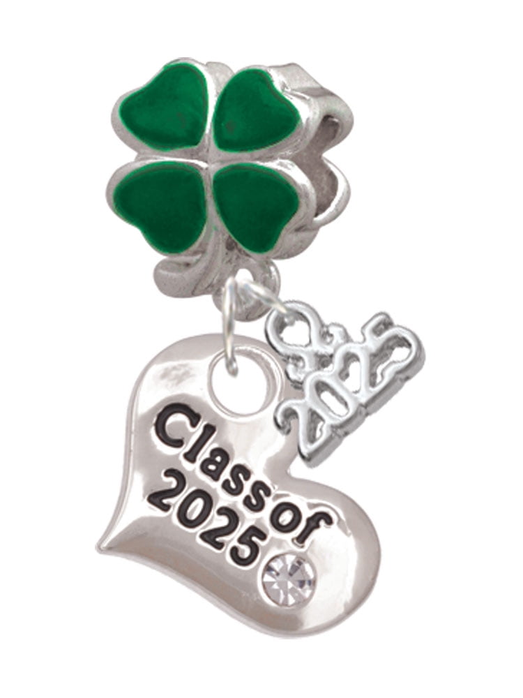 Delight Jewelry Silvertone Class of 2025 Heart Good Luck Green Four