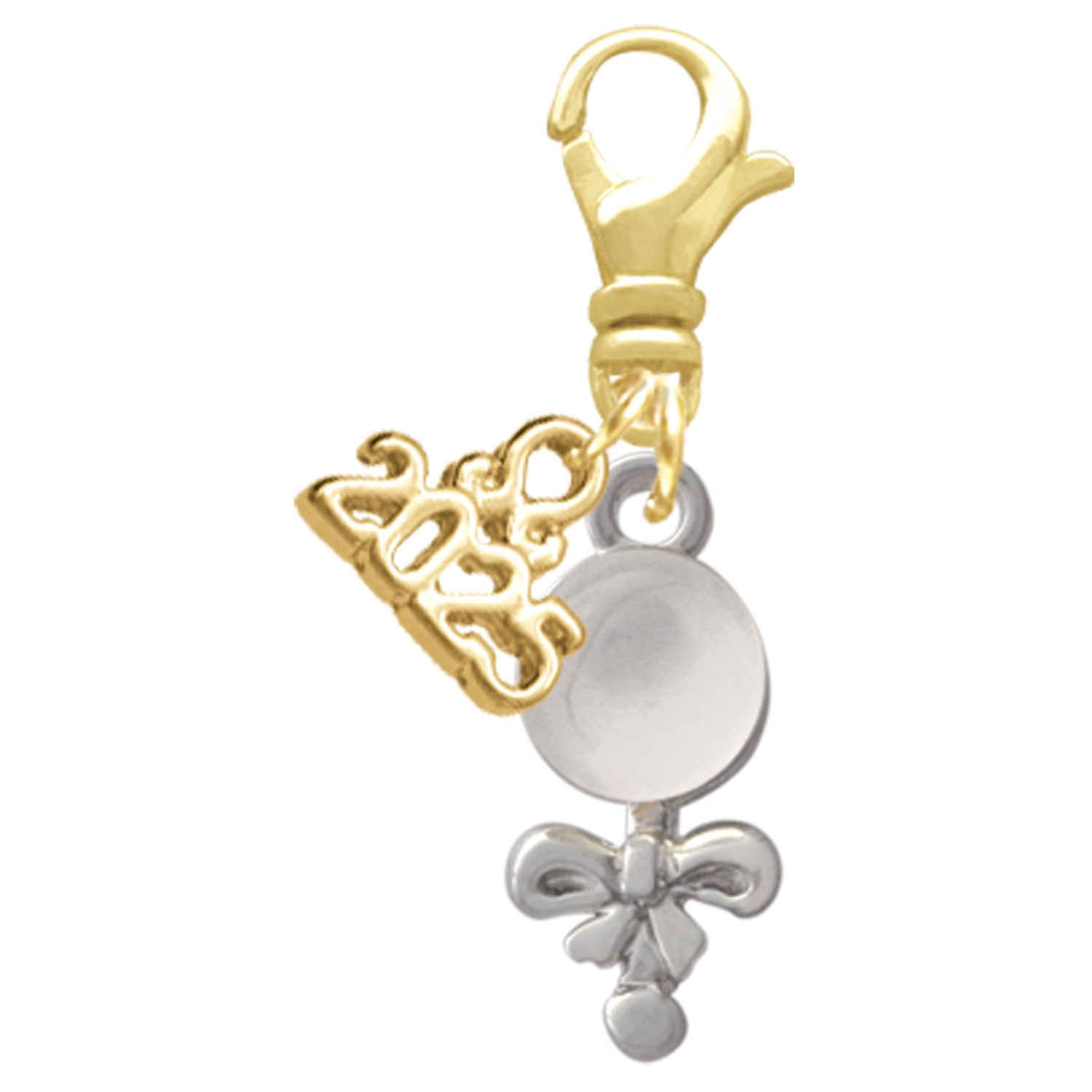 Delight Jewelry Silver-tone Clear Frosted Baby Rattle - Gold-tone Clip ...