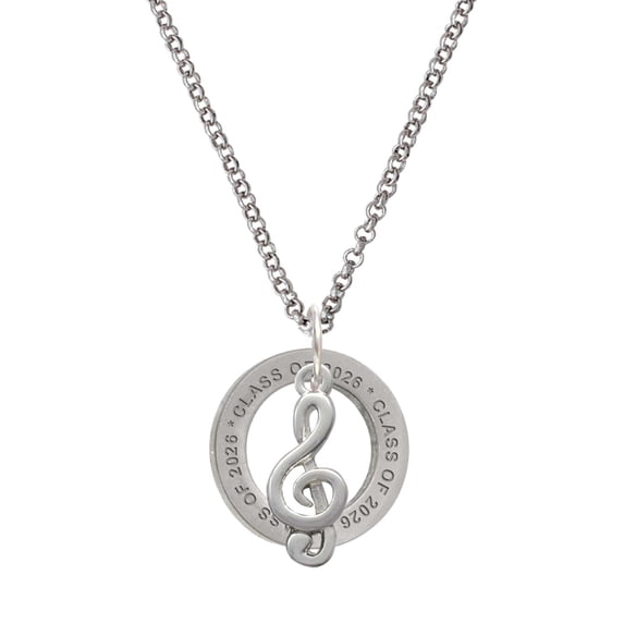 Delight Jewelry Silver-tone Clef - Class of 2026 Affirmation Ring Necklace, 23"