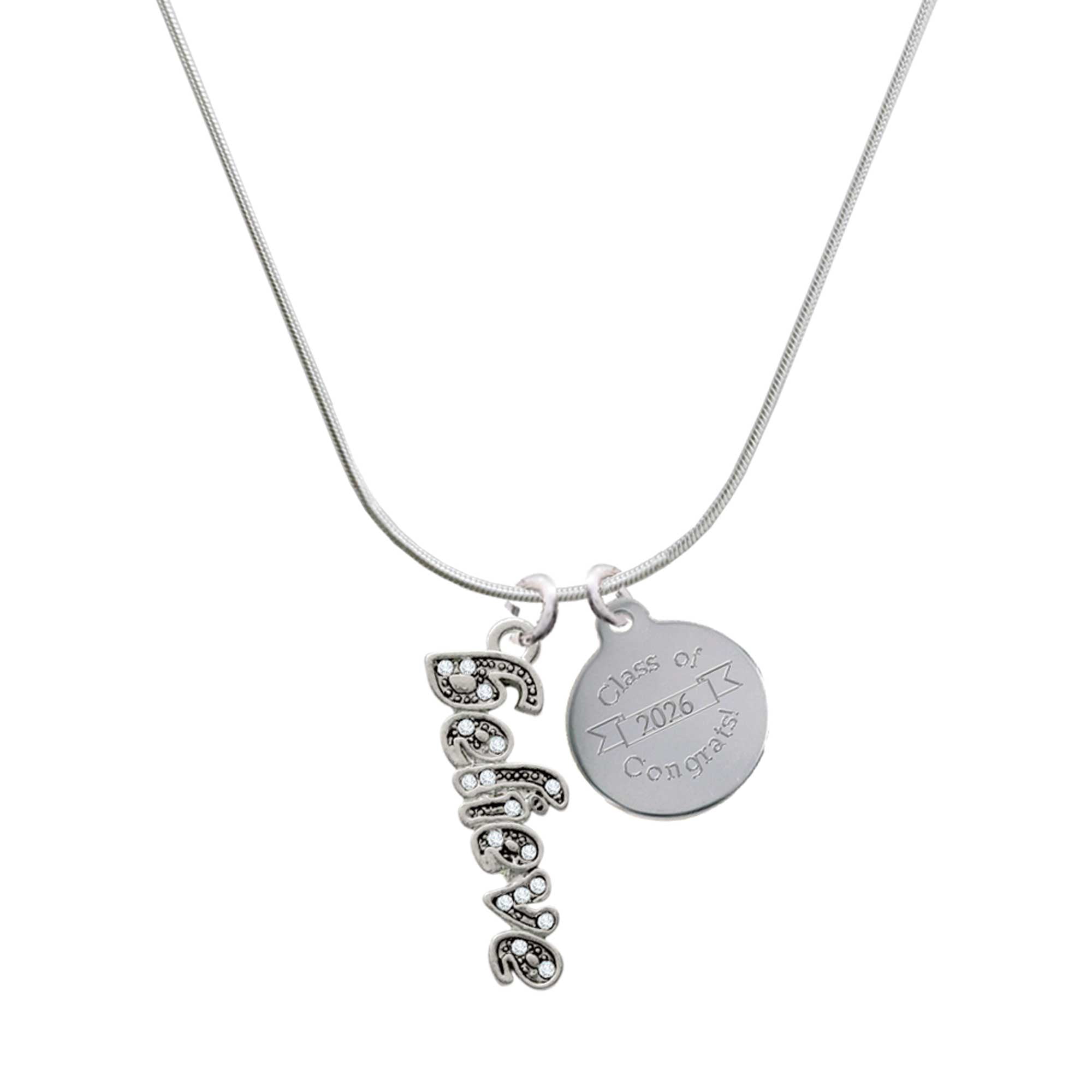 Delight Jewelry Silver-tone Crystal Script ''Believe'' - Engraved ...