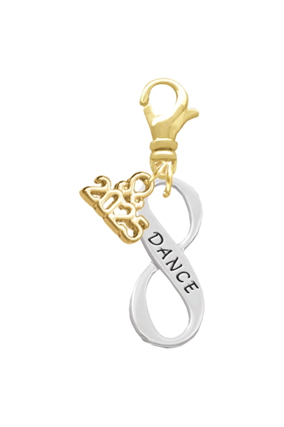 Silver-tone Dance Infinity Sign - Gold-tone Clip on Charm with Mini Year 2025
