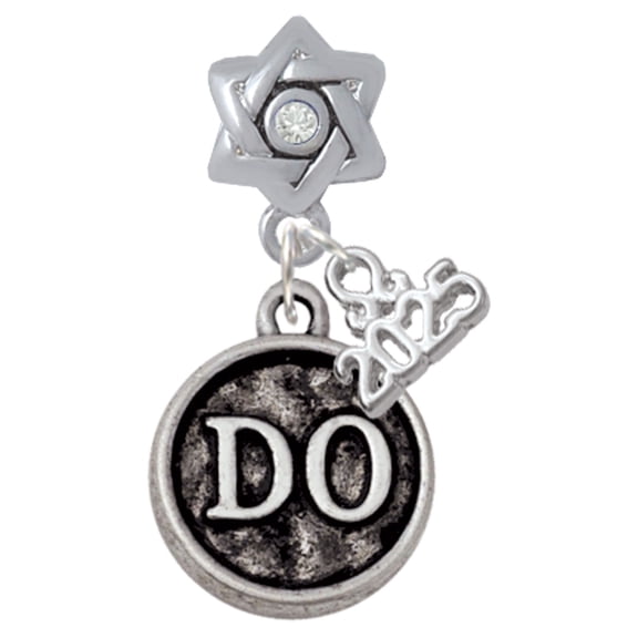 Delight Jewelry Silver-tone Doctor Caduceus Seal - DO - Silver-tone Clear Star of David Charm Bead Dangle with Mini 2025