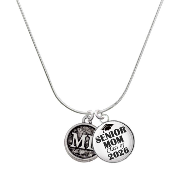 Delight Jewelry Silver-tone Doctor Caduceus Seal - MD - Silvertone Senior Mom Class of 2026 Dome Necklace, 18"