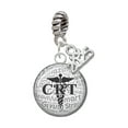 Delight Jewelry Silvertone Domed Black CRT Silvertone Rope Charm