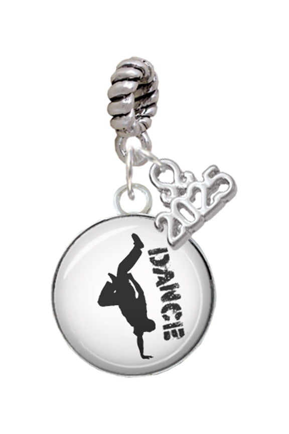 Silver-tone Domed Hip Hop Handstand Dance - Silver-tone Rope Charm Bead Dangle with Mini 2025