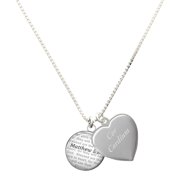 Delight Jewelry Silver-tone Domed Matthew 58 - Silver Plated Engraved Cor Cordium Heart Locket Necklace, 17.5"+2" Extender