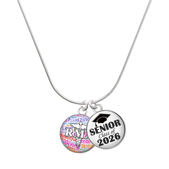 Delight Jewelry Silver-tone Domed Multi Color RMA - Silvertone Senior Class of 2026 Dome Necklace, 18"