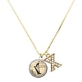 thumbnail image 1 of Delight Jewelry Silver-tone Domed Music - Harp - Large Goldtone Crystal Initial - X - Charm Necklace, 17.5"+2", 1 of 4